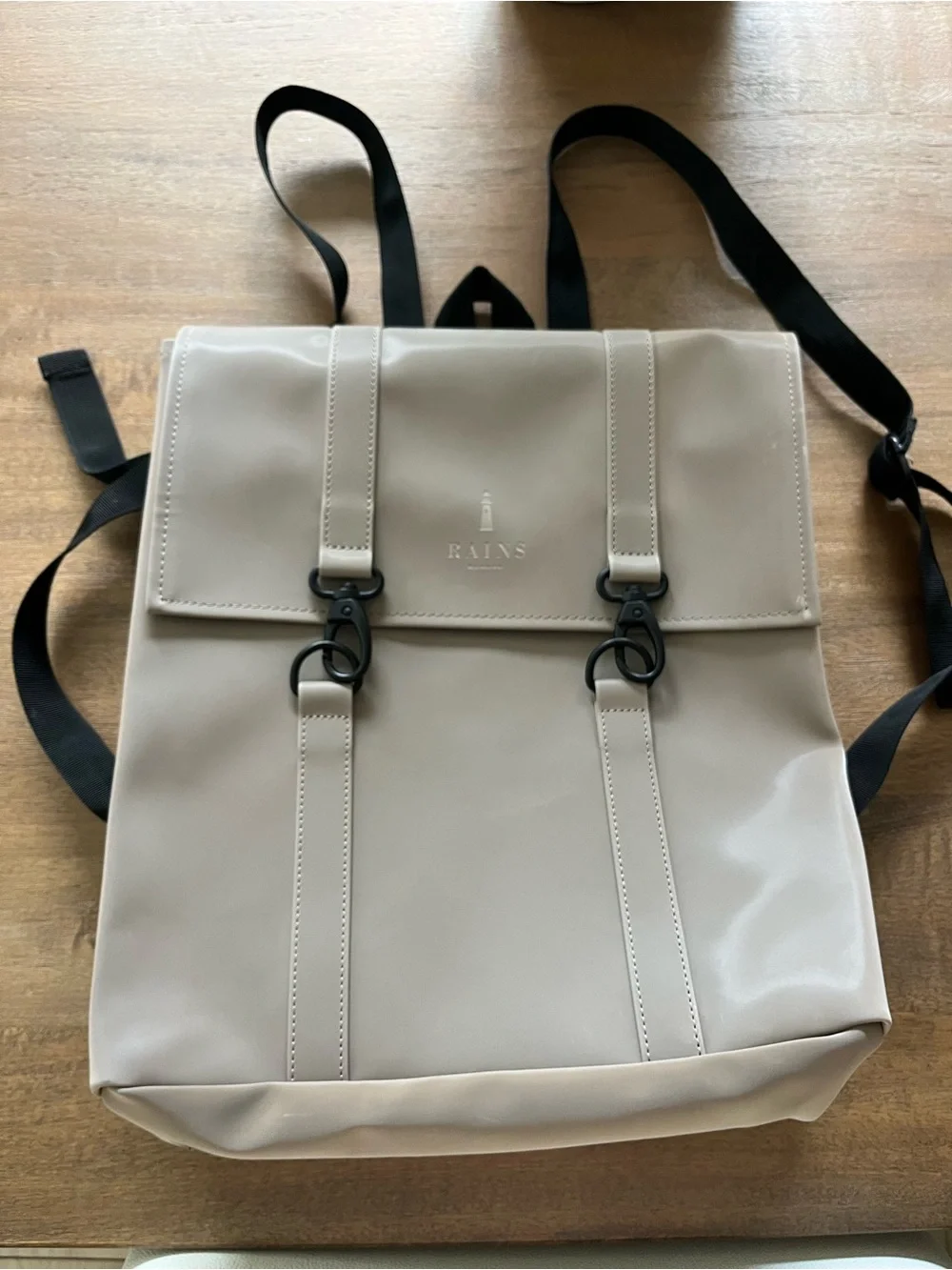 Rains MSN Bag Mini Taupe Backpack with Black Hardware